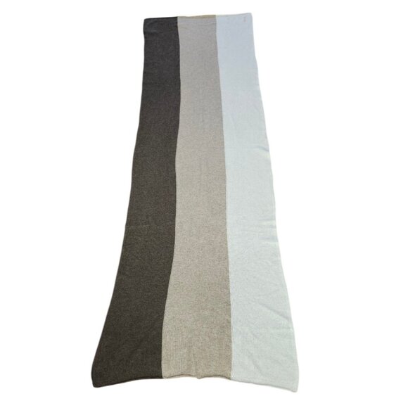 Quince 100% Cashmere Colorblock Scarf Wrap Shawl Soft Luxury Brown Gray White - Picture 2 of 10